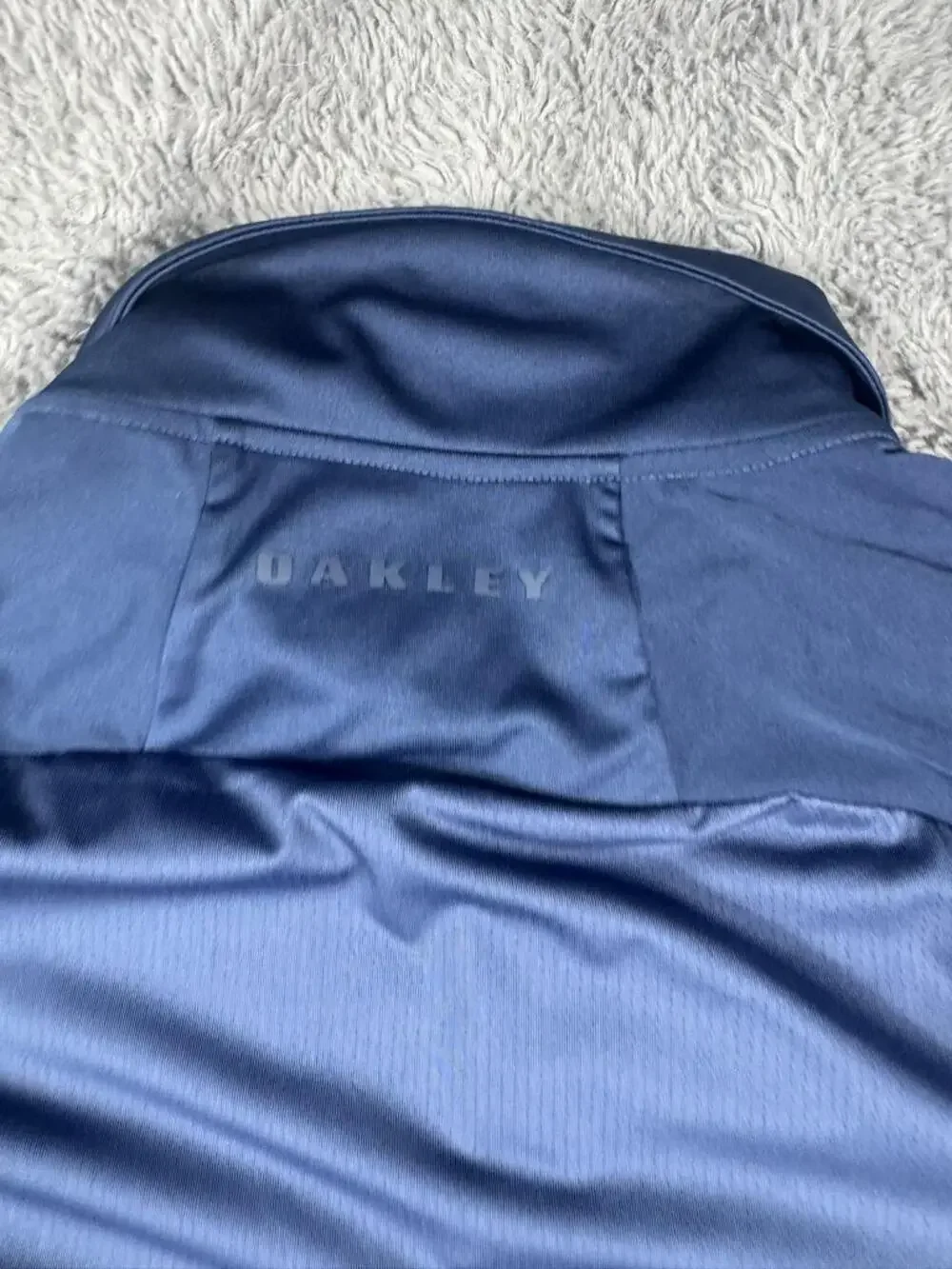 Oakley Golf Polo Shirt Mens 2XL Blue Red Splatter Print Short Sleeve Performance